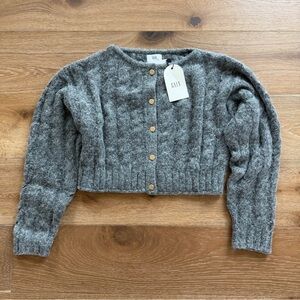 Gap Cult Gaia Cropped Cable Knit Grey Cardigan Size S-XL